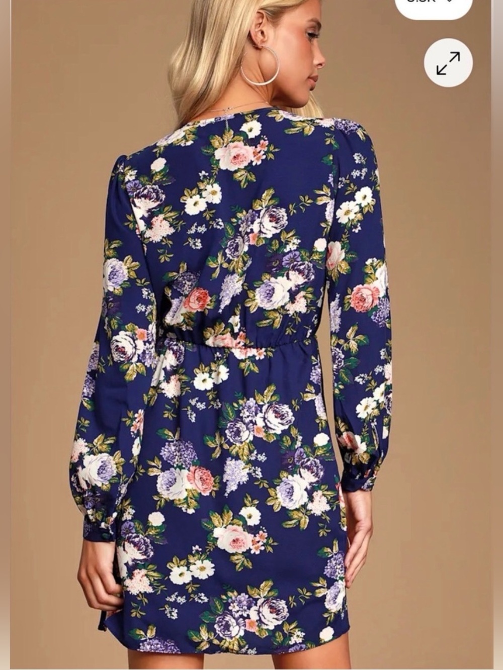 Lulu's Navy Floral That’s A Wrap Mini Dress - Size XS - Picture 5 of 5